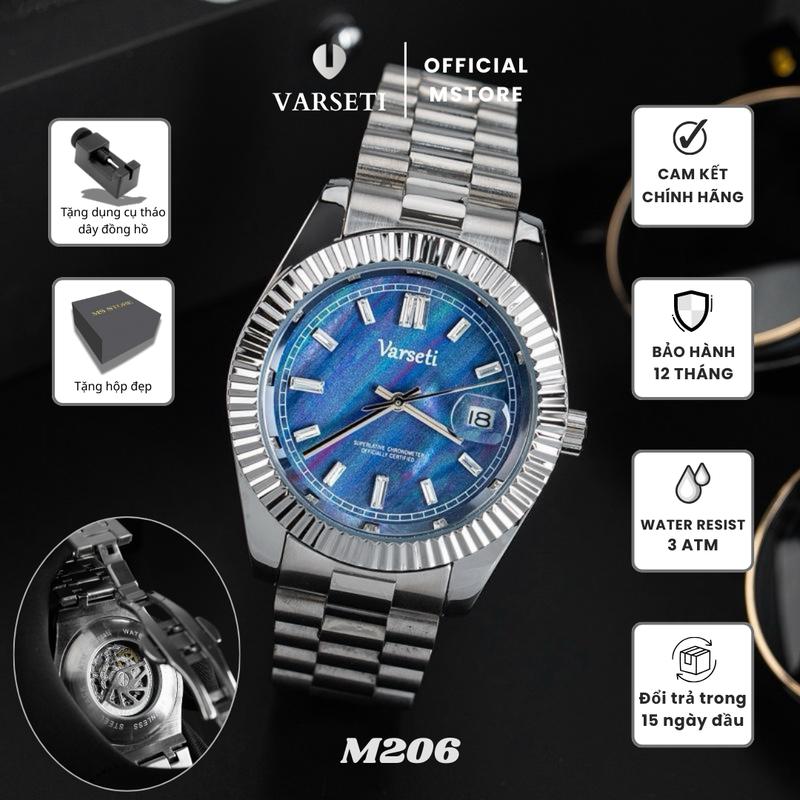 Deal Xả Kho Độc Quyền ĐÌNH TRƯỞNG Đồng hồ nam Varseti Chính Hãng From dáng đẹp dây thép size 40mn bảo hành 12 tháng chống nước 3ATM máy cơ tích cót 17-24 tiếng M206