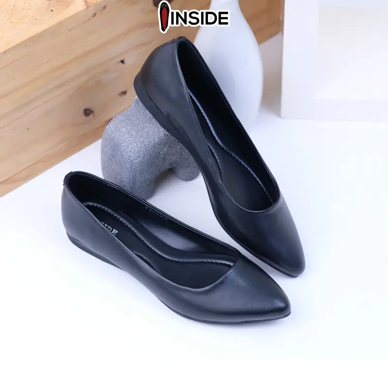INSIDE Sepatu Flat Flats Shoes Kantor Office Wanita Luna Black Brown Cream Green White Hitam Cokelat Muda Kream Hijau Putih 1