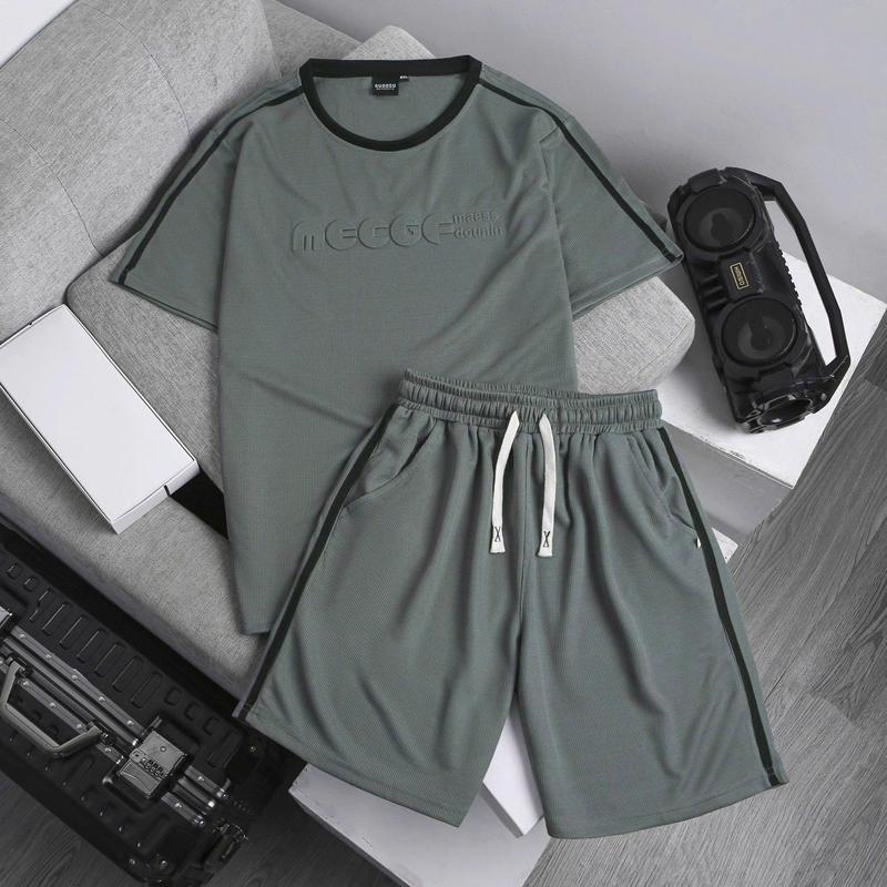 Bộ quần áo thể thao nam nữ chữ MECGF dập nổi 3D,chất liệu vải Wafle thoáng mát co giãn tốt