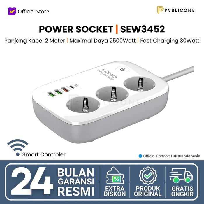 Gambar LDNIO SEW3452 Power Socket 4 USB Fast Charging 4 USB Wifi Smart - SEW3452 dari PVBLIC ONE Kota Tangerang Tokopedia