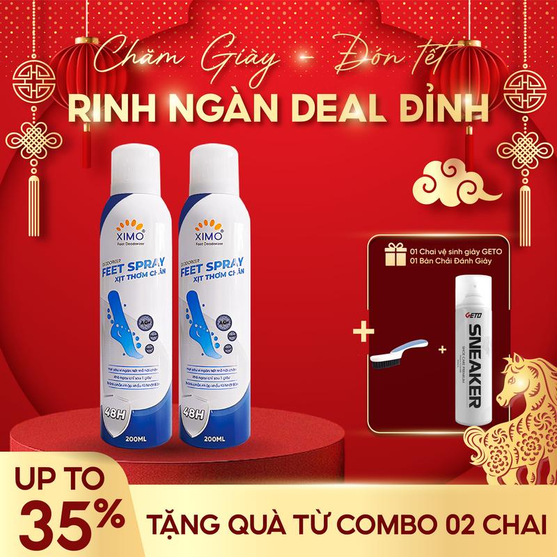  Combo Xịt Thơm Chân 200ml - Công Nghệ Nano Giúp Khử Mùi Hôi & Giữ Chân Khô Ráo 24h 