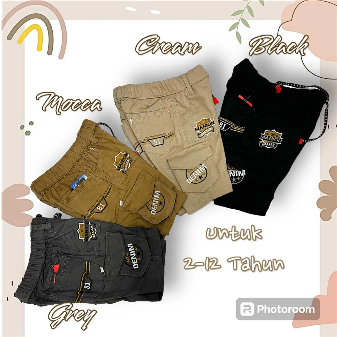 celana pendek anak celana katun anak laki celana cargo anak cowok grosir katun anak Bordir Fashion