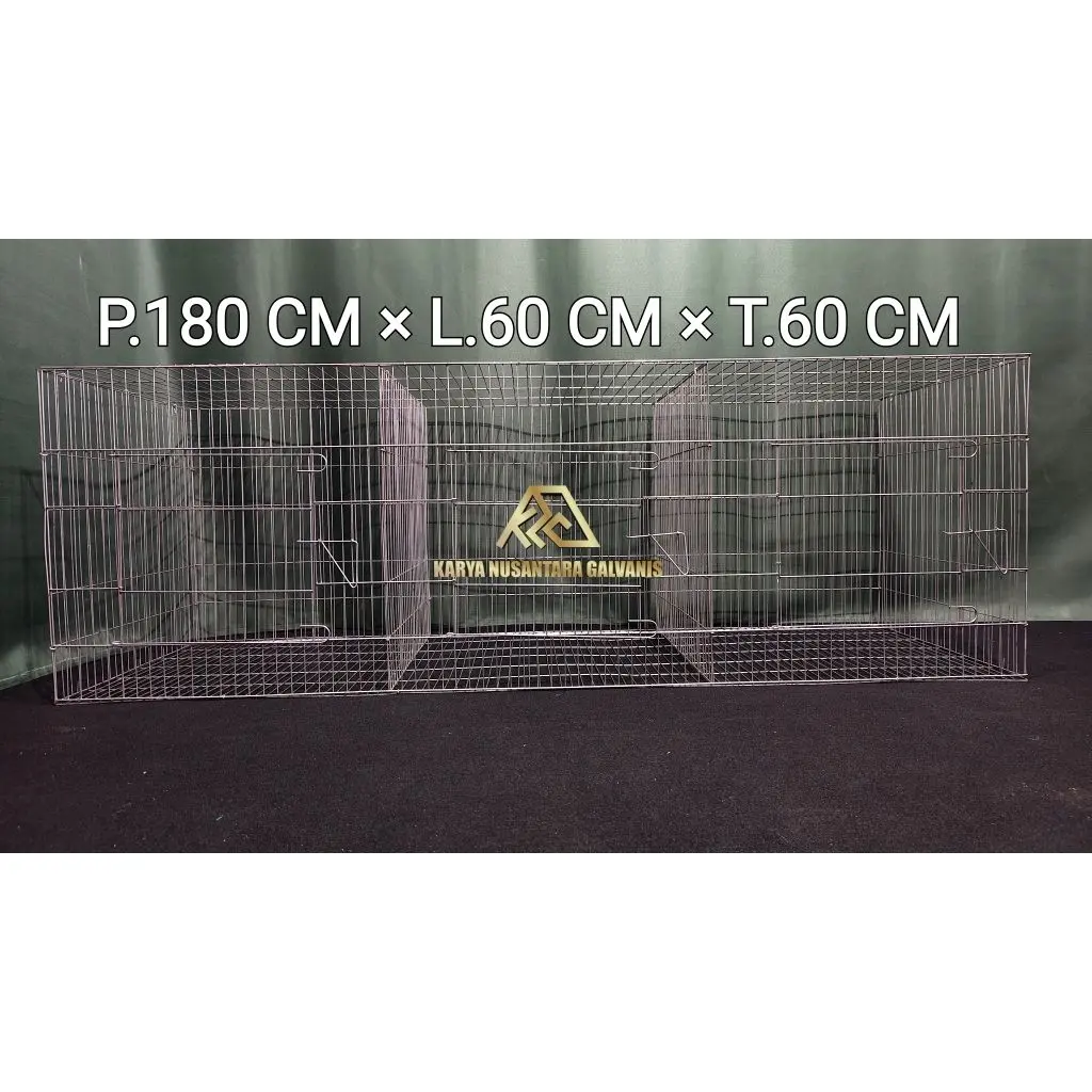 KANDANG BOX GALVANIS 3 PINTU P.180 CM × L.60 CM × T.60 CM 3 HOLE PEMBESARAN KELINCI DOC AYAM DOD BEBEK BURUNG DARA