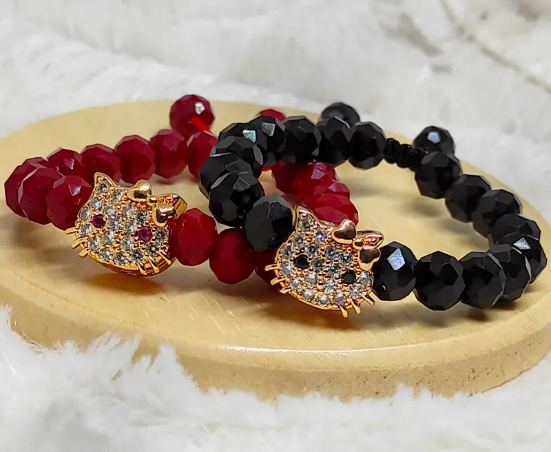 Gelang Kristal Anak Model Serut Ceko 8mm Charm HeIlo Kity Lapis Emas - Costume, Fashion Kids 3