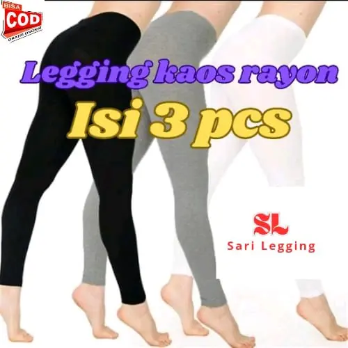 3 PCS Celana Legging Bahan Kaos Rayon Legging Panjang Kaos Rayon Adem Soft Wanita Dewasa Fit Lembut Standar Tebal Nyaman Santai anggun regular daily ❤ hitam regular zumba putih
