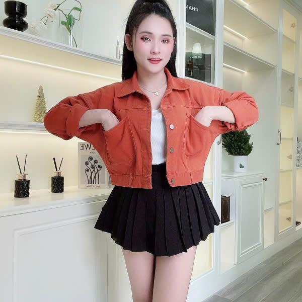 Áo Khoác Kaki Jean Nữ MOLADY K428 Thiết Kế 2 Túi Form Trơn Đơn Giản Top Jacket 8