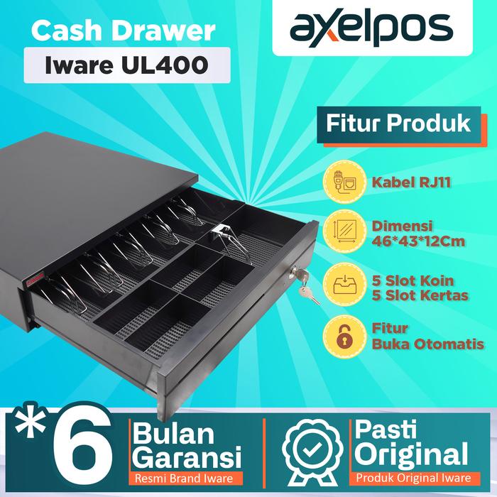 Gambar Cash Drawer Laci Kasir 5 Slot Iware UL400 With RJ11 dari Axelpos Kota Administrasi Jakarta Pusat Tokopedia