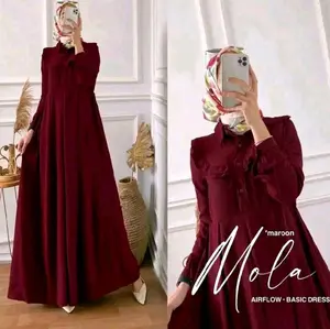 Dress Molla Gamis crincle premium  BY Hl.store12 Airflow Panjang Fit Wudhu Formal Muslim Wanita Nyaman