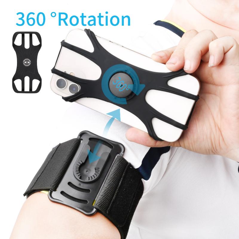 Băng Đeo Tay Thể Thao, Đai Đeo Tay Xoay 360 ° Có Thể Tháo Rời Cho Điện Thoại Di Động Giá Đỡ Băng Đeo Cánh Tay Chạy Bộ Và Đạp Xe, Dây Đeo Cổ Tay Giá Đỡ Điện Thoại Di Động Giá Chân Đế Cho Điện Thoại Thông Minh 4.0-6.5 Inch Thông Dụng 2