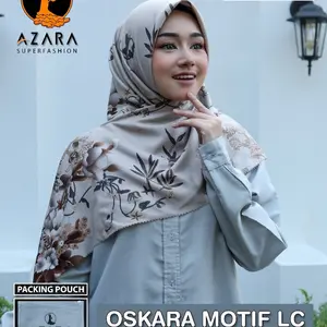 Paket Hemat Hijab Motif 10 Pcs  Non Logo (Logo Printing) By Azara Packingan Pouch RANDOM Segi Empat Voal Muslim Wanita Kerudung