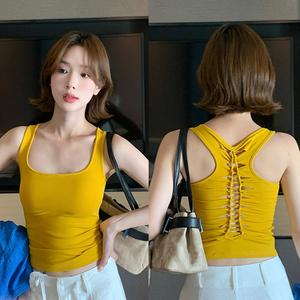 Áo Yếm Cổ Vuông khoét Thắt Nút Độc Đáo Cổ Yếm Lưng Đẹp, Tấm Lót Cố Định, Không Cần Mặc Bên Trong Hoặc Bên Ngoài, Áo Không Tay