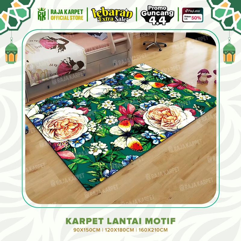 Product Introduction of RAJA - Karpet Lantai Eropa Anti Slip Bahan Polyester Alas Karet Motif Estetik Karpet Ruang Tamu Modern Carpet 5