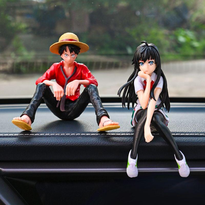Action Figure One Piece Pajangan Dashboard Mobil Motif Luffy & Snow Yukino Toy Premium ABS Tokoh Aksi Keren PVC Berkualitas Karakter Anime Hits Finishing Sempurna Anti Kusam Include Double Tape 3M
