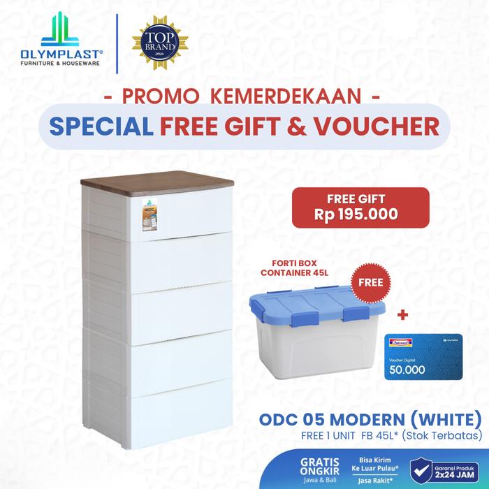 Gambar Olymplast Drawer Cabinet Tempat Penyimpanan ODC 05 M - Putih dari Olymplast Kota Surabaya Tokopedia