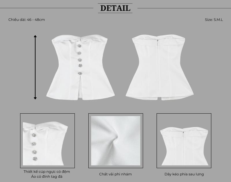 Product Introduction of Áo Peplum Cúp Ngực Xẻ Tà Trước Phối Tag Đá Sang Trọng BBSTORE'S -A2607 3
