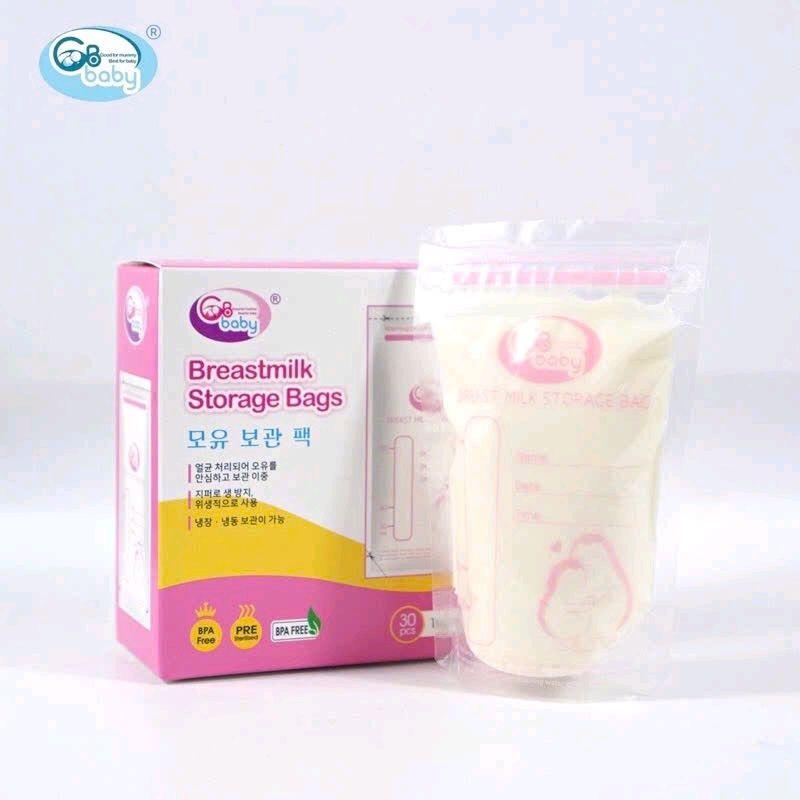 Hộp 30 túi trữ sữa Gb Baby 100ml, chất liệu nhựa cao cấp không chứa BPA 0