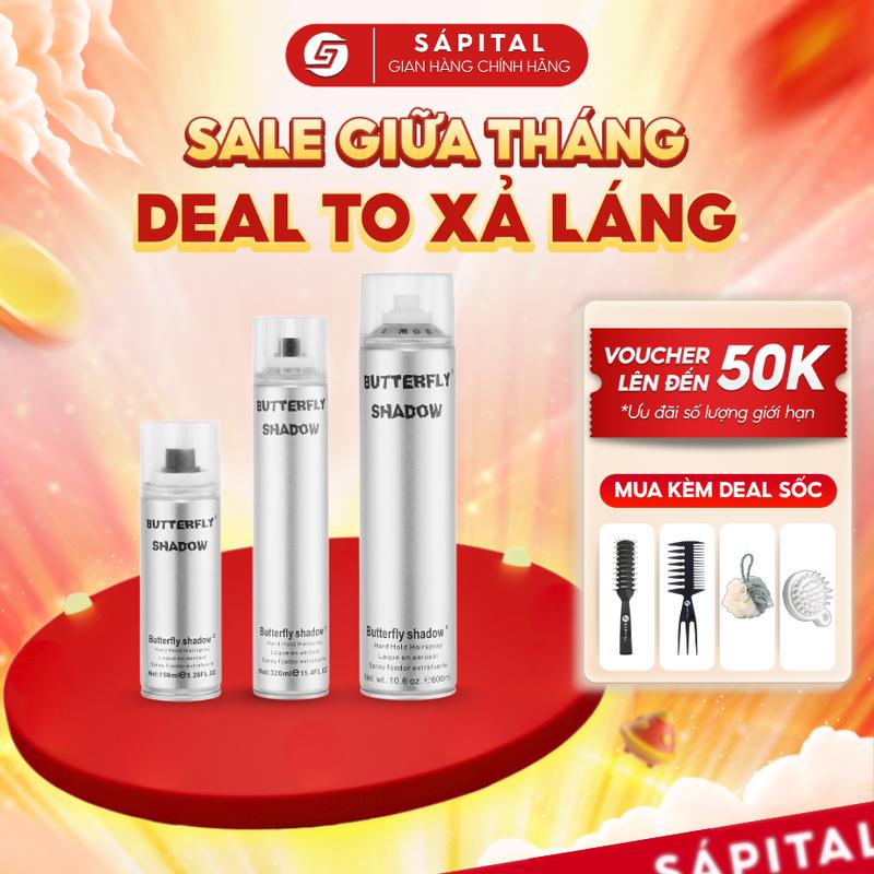Gôm xịt tóc tạo kiểu nam nữ Butterfly Shadow 150ml /320ml /600ml. Gôm bạc tạo kiểu tóc, Gôm xịt giữ nếp cứng cho tóc | Gôm xịt tóc Chính Hãng