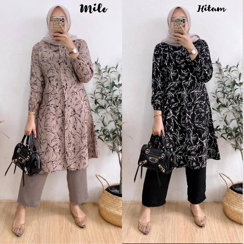 Product Introduction of HSN- Set Tunik Laveta-Tunik Rayon Premium dengan Lengan Karet dan Kancing Aktif - Kulot, Muslim, Kerah, Celana, Motif, Setelan, Atasan, Airflow 5