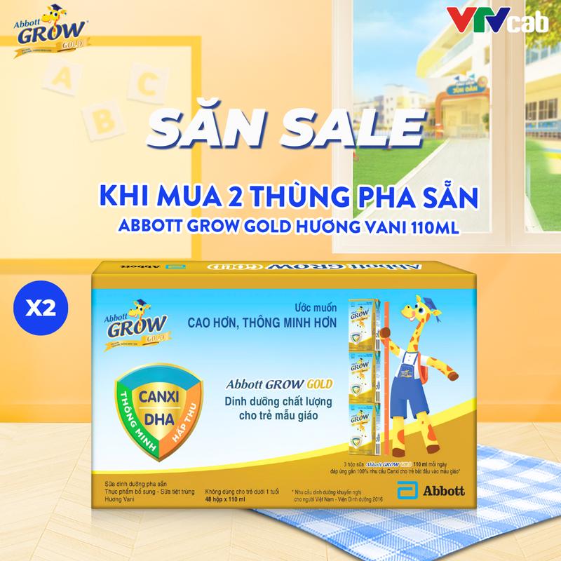 [DEAL VTVCAB] Combo 2 thùng mỗi thùng 48 hộp sữa pha sẵn Abbott Grow Gold chính hãng hương vani 110ml