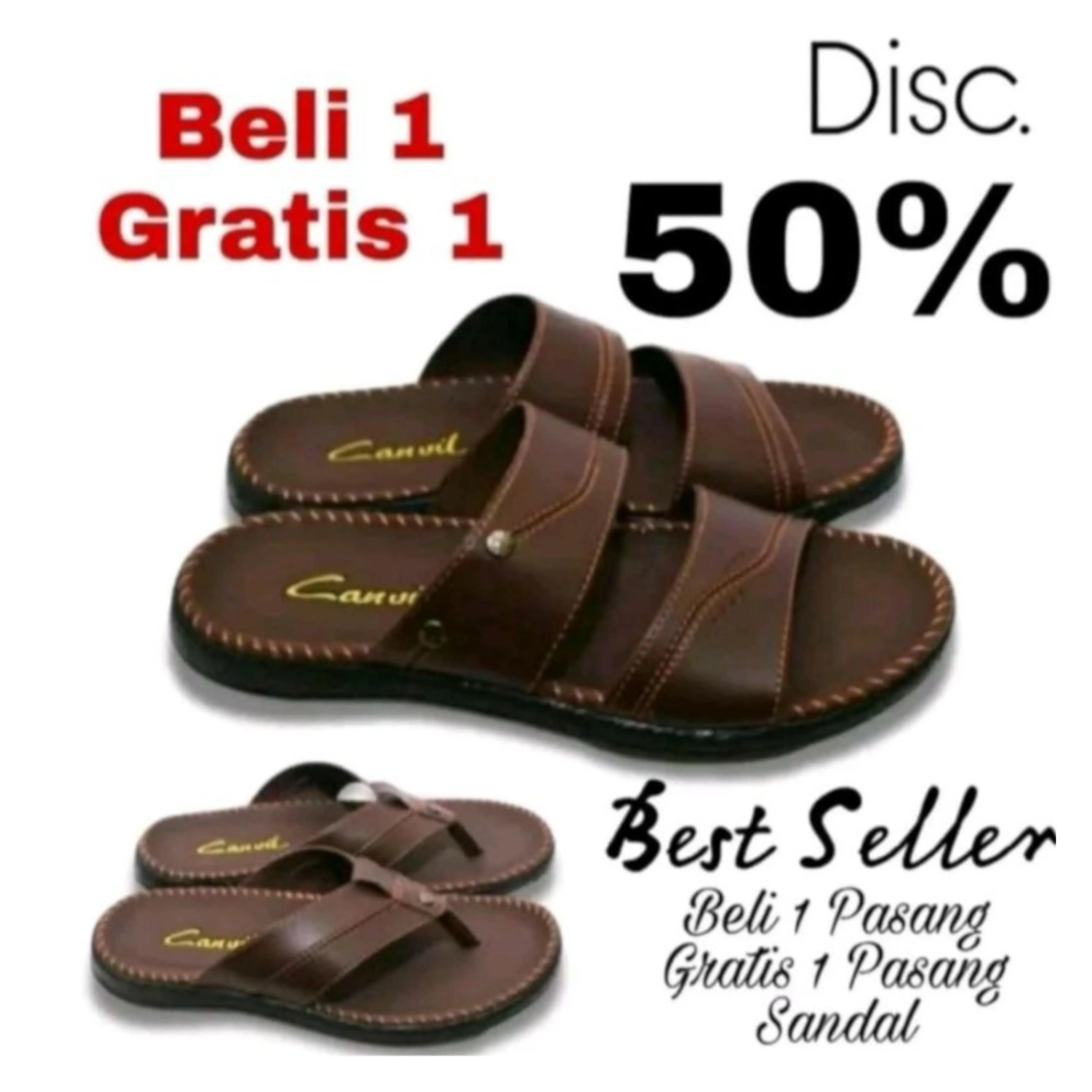 Sandal Pria Canvil Keren - Sendal kasual Jepit karet Premium Kekinian - BELI 1 GRATIS 1