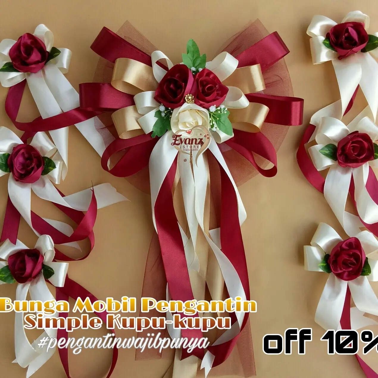 BUNGA HIASAN MOBIL PENGANTIN MINIMALIS 100 - BUNGA MOBIL PERNIKAHAN - BUNGA DECORASI WEDDING - DOORPRIZE