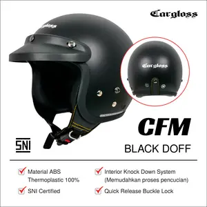 (Exclusive) Helm Cargloss Original CFM Retro Army Half Face - Black Doff accessories motor motorcycle