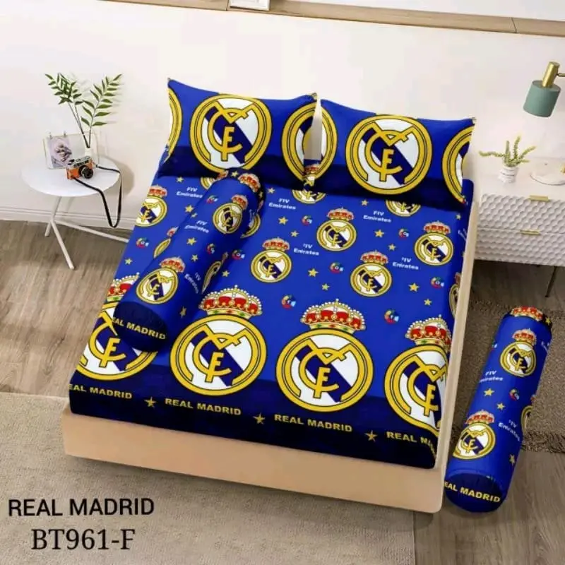 SPREI BOLA REAL MADRID TERMURAH BERKUALITAS TIDAK LUNTUR UKURAN 160 DAN 180. Katun