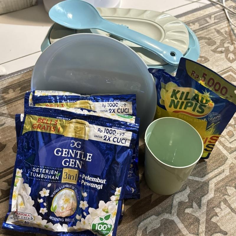 16 pcs gentelgen + 1 kilau nipis GRATIS wadah sayur,piring,gelas,centong