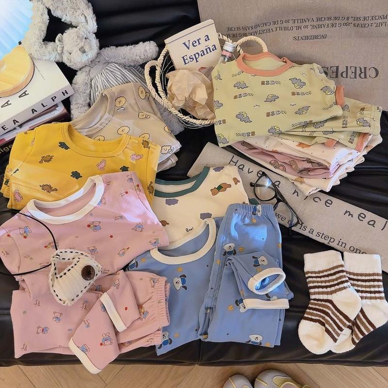 MINA STORE BABY Bộ đồ dài tay thu đông cho bé set homewear cotton 4 chiều mềm mại unisex cho bé trai và bé gái từ 9kg đến 21kg