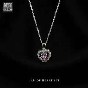 Mode Top Teratas - Set Kalung Dan Anting Titanium Silver Rose Amour Set