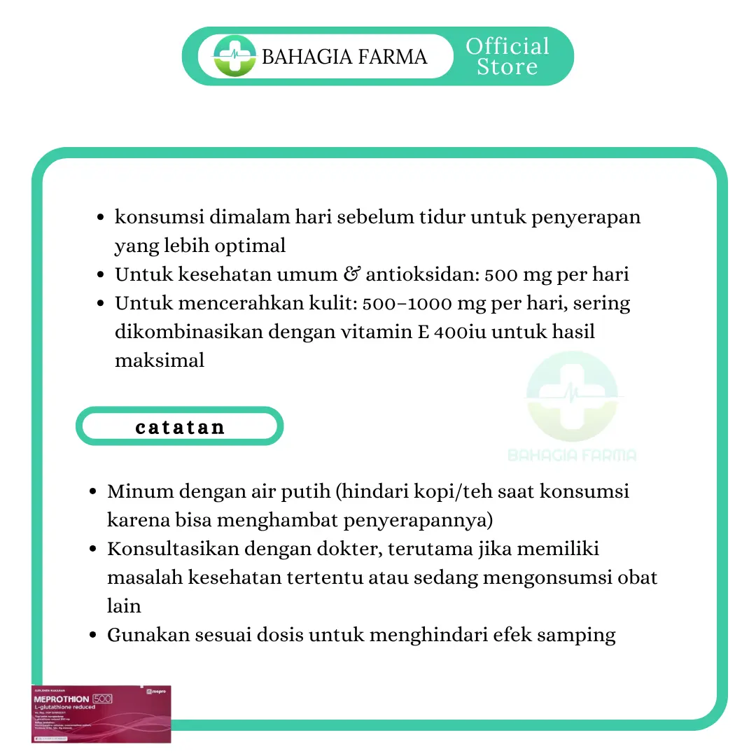dosis glutathione per hari MEPROTHION L-Glutathione Reduced 500 mg 30tablet | Suplemen Kesehatan Pencerah Kulit - Shop Recipe (find products in Age & Longevity Size:3 Packs