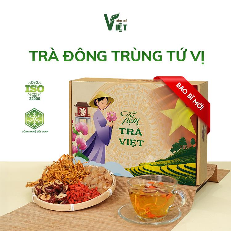 Trà Đông Trùng Tứ Vị - Hỗ trợ phục hồi sinh lực, làm da sáng mịn và hồng hào - Tiệm Trà Việt