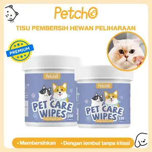 Petcho Tisu Pembersih Telinga Hewan Peliharaan Tisu Pembersih Mata Kucing Membersihkan Mata Dan Telinga Kucing Dan Anjing Membersihkan Kotoran Telinga Dengan Cepat 130/200 PCS