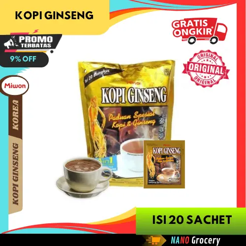MIWON Korean Ginseng Coffee 20 Sachet | 100% Kopi Ginseng Korea Asli 0