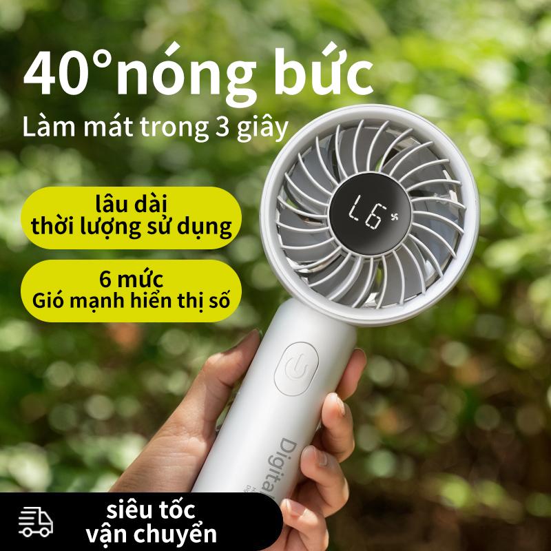 Quạt cầm tay mini siêu mạnh, Quạt sạc mini 5000 mAh chính hãng 100%, Quạt sạc mini sạc nhanh 1,5 giờ, Màn hình kỹ thuật số, Thích hợp cho du lịch, hoạt động ngoài trời 2