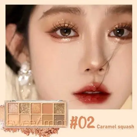 SWEETMINT Bảng Phấn Mắt 10 Màu Sắc Tông Lì / Hiệu Ứng Ngọc Trai Chống Thấ, Phấn Mắt, Trang Điểm Cosmetic Mỹ Phẩm, Có Thể Trộn, Mịn Như kem 20g 5