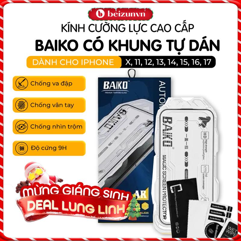   Beizun  Kính Cường Lực Chính Hãng BAIKO Viền Mỏng Chạm Siêu Mượt|Trong Suốt Chống Nhìn Trộm| Độ Cứng 9H Chống Va Đập Trầy Xước | Bảo Vệ Màng Loa | Có Khung Trợ Dán Dễ Tháo Lắp|Hạn Chế Bám Vân Tay Mặt Kính Nano Không Đọng Nước |iPhone X -iPhone 16 Promax 