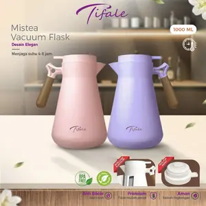 Tifale Mistea Vacuum Jug 1.0L – Teko Air Panas Tahan Lama, Desain Elegan, Gagang Kayu Estetik