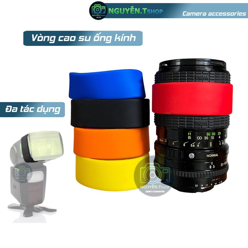 Vòng cao su Lens và đầu đèn Flash bản to 25mm chống tuột lens rơ vòng zoom focus tương thích len ống kính Canon Nikon Sony
