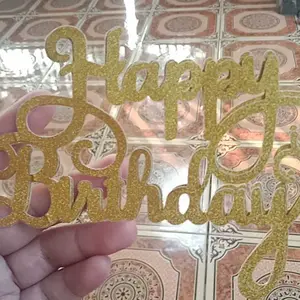 Topper Kue Ulang Tahun Glitter Murah / Cake Topper Happy Birthday HBD / Dekorasi Kue - PartyAll