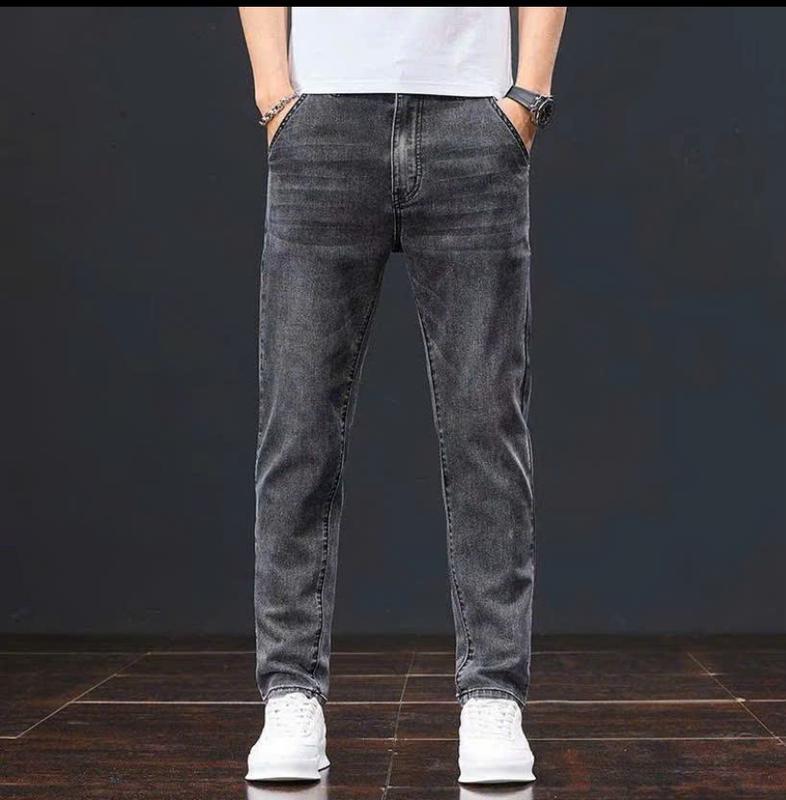  Quần Jean Dài Túi Chéo Nam Màu Xám Bạc Wash Nhẹ Phối Khóa Kéo Trang Trí Cá Tính 