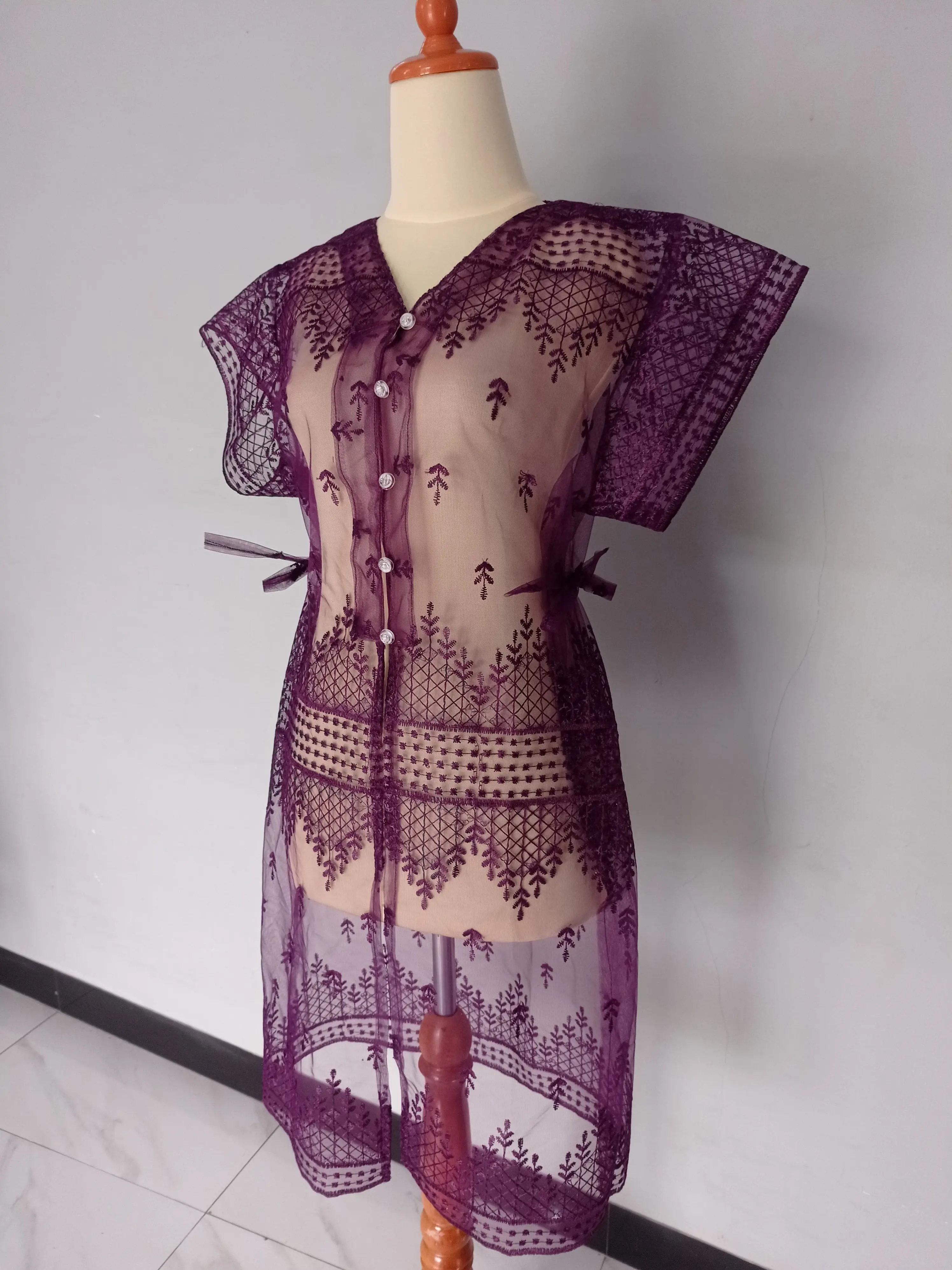 outer brukat kebaya modern tali samping Atasan Wanita Motif brukat etnik