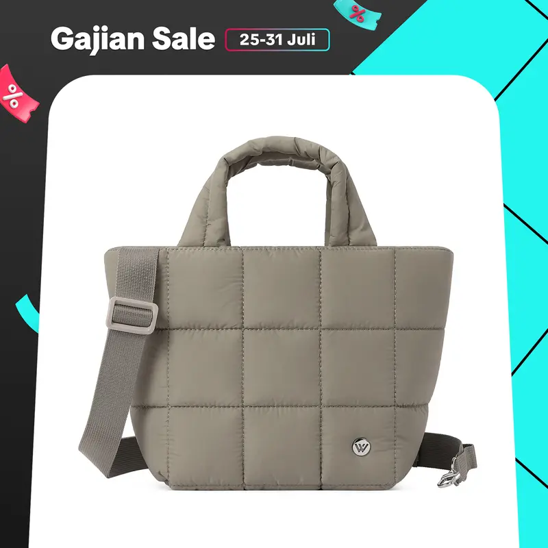 WESTBRONCO [PUFFER POMPOM BAG] Tas selempang wanita berbahan nilon,Tali adjustable, Desain fashionable, Kantong ritsleting tak terlihat untuk kartu & ID 0