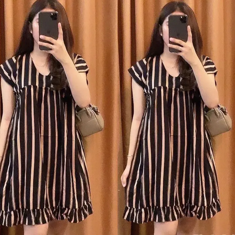 Daster Clara Model Bawah Ruffle Bagian Dada Ruffle - Wanita - Dress Cantik