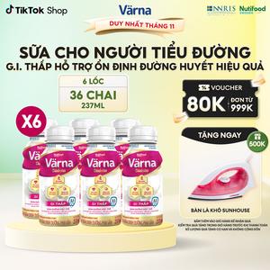 Combo 6 Lốc 6 Chai Sữa Bột Pha Sẵn Cho Người Tiểu Đường Varna Diabetes (36 Chai X 237ml) GI Thấp Ổn Định Đường Huyết