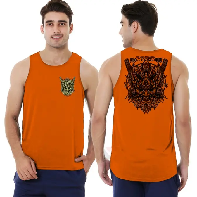 T-shirt Distro Baju SINGLET Distro Pria Keren / Kaos Distro Pria Singlet sablon Mask samurai / Baju Kaos Distro Murah 6