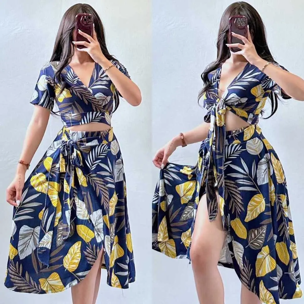 NEW Summer Two Way Crop Top Long Skirt Terno Coordinates