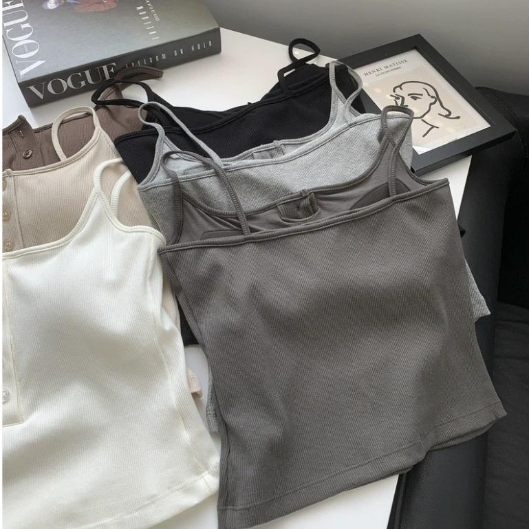 Tank Top Bra Wanita Busa Dalaman Kancing Korean Style 5