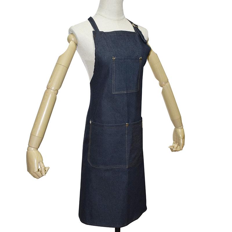 Tạp dề làm tóc Denim, dây đeo cổ và eo có thể điều chỉnh, có túi chống tĩnh điện, có thể gập lại, chống mài mòn, thích hợp cho tiệm làm tóc, khăn choàng, vải 1