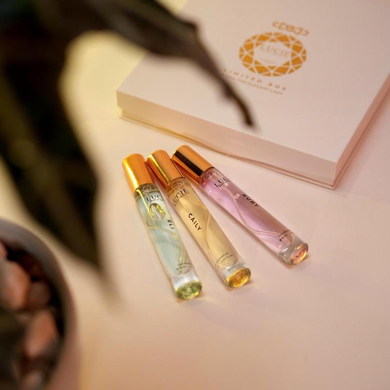 Set hộp 3 chai nước hoa nữ Lucie Luxury Thơm dịu nhẹ Sang trọng Gây thương nhớ lưu hương 6-8 tiếng dung tích 10ml 1 chai
